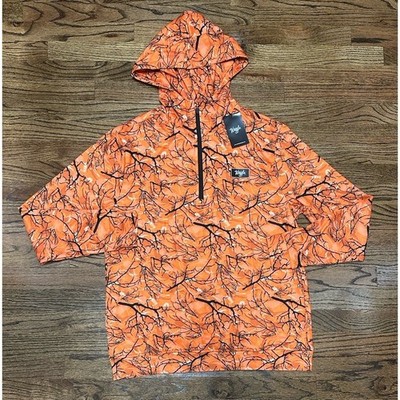 Waggle 1/4 Zip Hoodie Blaze Orange Hunting Season Stretch Golf Pullover Sz L