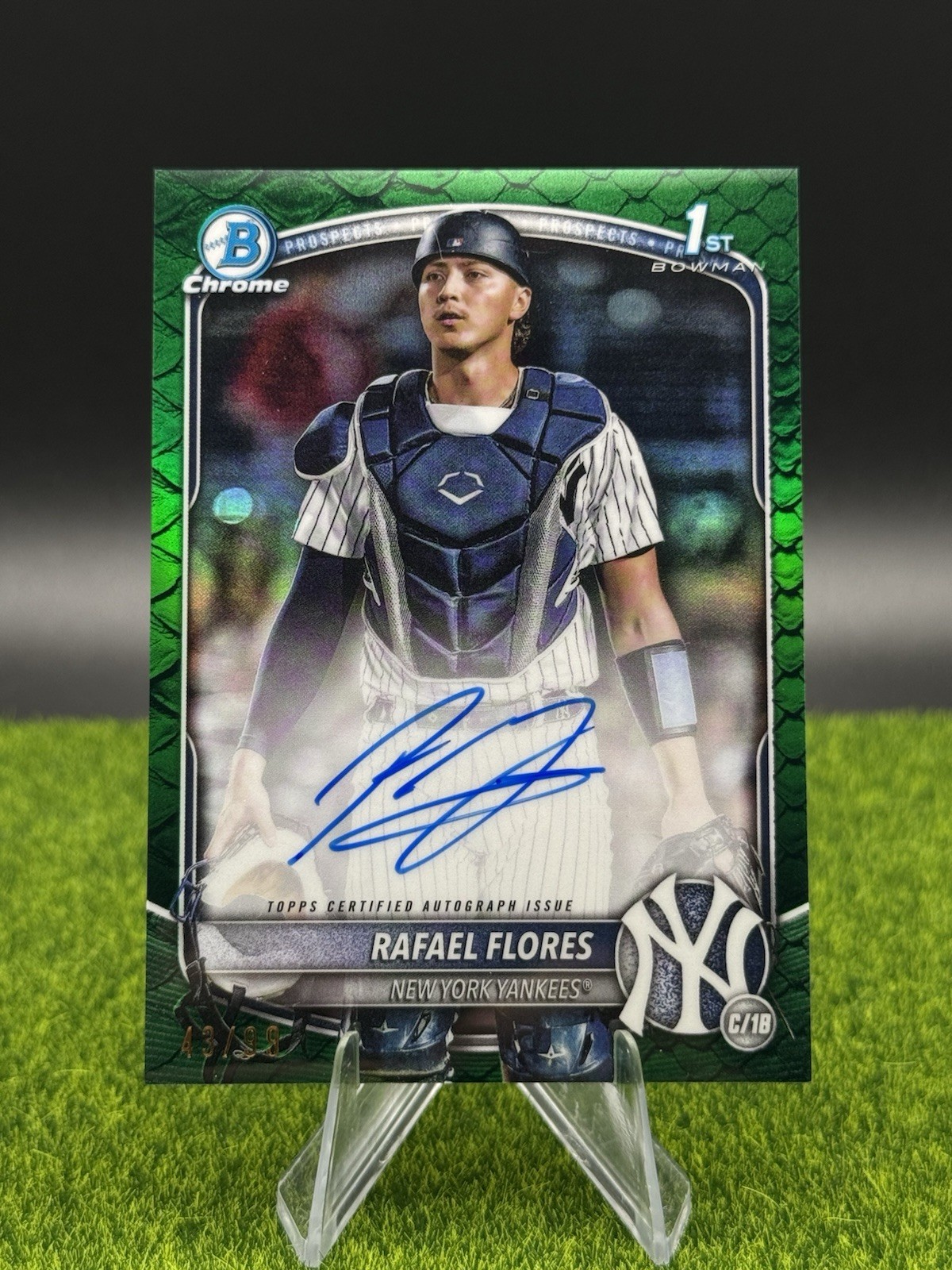 2025 Rafael Flores 1st Bowman Chrome Green Reptilian Refractor Auto /99 Call Up