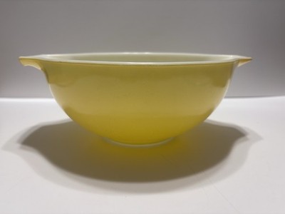 Pyrex Yellow White Glass Mixing Bowl Model 443 Nesting Round Single Bowl