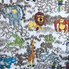 HandMade Yellow Children s Baby Quilt African Jungle Animals 44x49" Ruffles