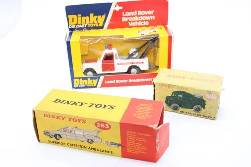 F x3 Vintage Dinky Diecast Boxed Models inc 442 Land Rover, 263 Ambulance, etc