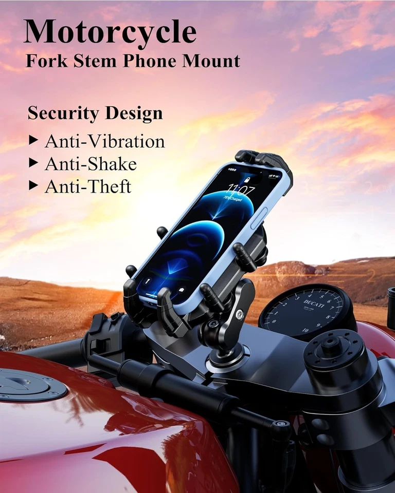 Secure Vibration Dampened Phone Mount for Motorcycles - Fits 5.4 to 7.2' Phones - Image 4 of 4