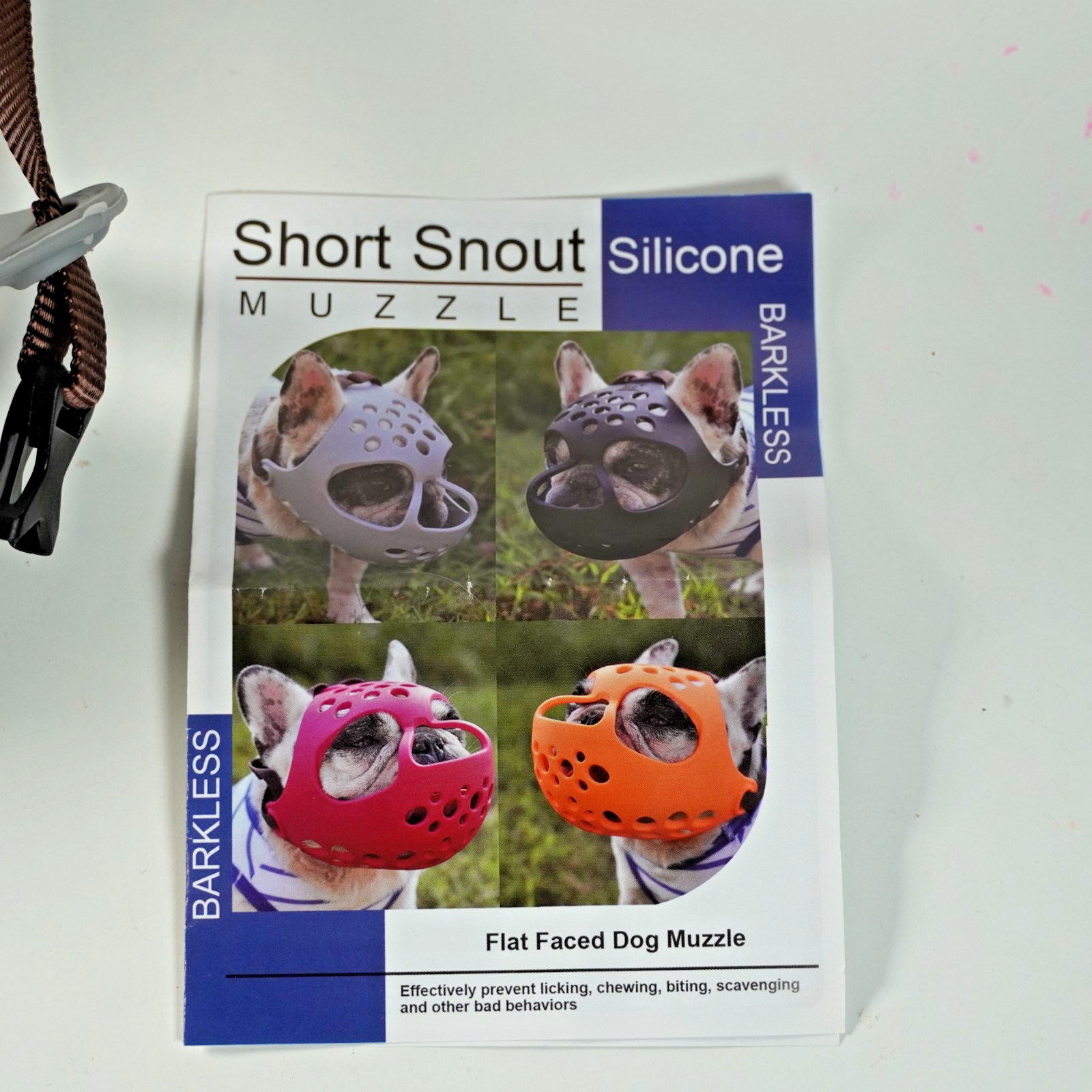 Short Snout Dog Muzzle Soft Silicone Flat Faced Muzzle for French Bulldog Shih