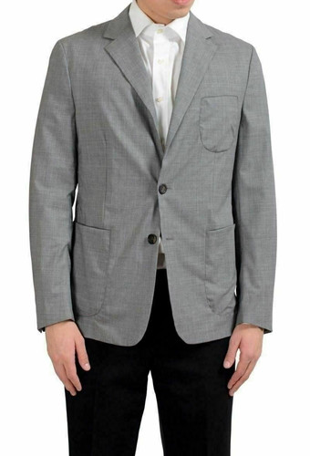 Malo, Malo Men's Wool Stretch Gray Two Button Sport Coat Blazer US 40 IT 50