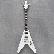 Electric guitar fly v white color GD hardware set neck mahogany body neck nologo