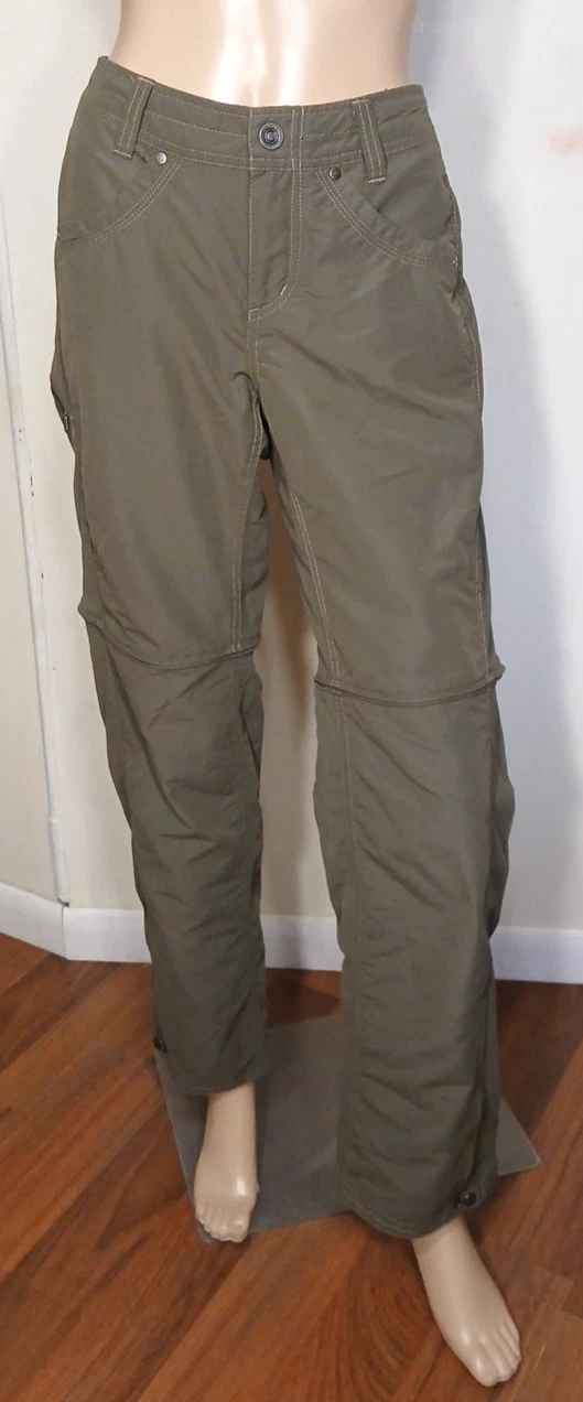 Kuhl Cargo Convertible Pants Womens 8R Green Zip Off Camping Hiking Outdoor T16
