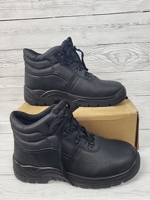 Schwarze Chukka schwarze Arbeitsstiefel bequeme Stahlkappe Größe 7. PS