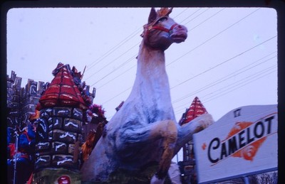 SL30 Slide 1963 Camelot Parade Float Horse Castle Knights 273a