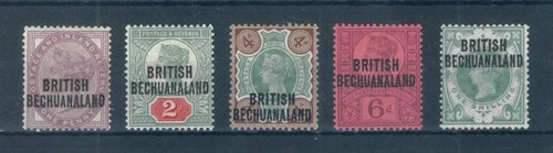 Bechuanaland 1891 full set of overprinted stamps. Mint. Sg 33-37