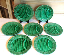 Lot 7 Anciennes Assiettes Asperges faïence Barbotine Sarreguemines vintage