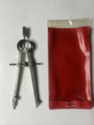 Vintage M.A.P.E.D Drafting Compass Metal Annecy France Case