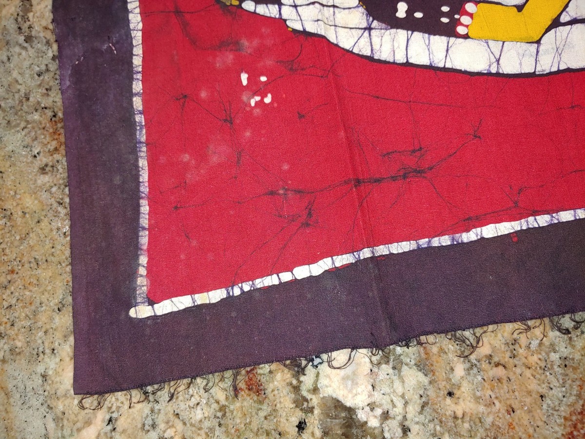 Vintage 1970s Batik Textile Wall Hanging Woman Figure Indonesian