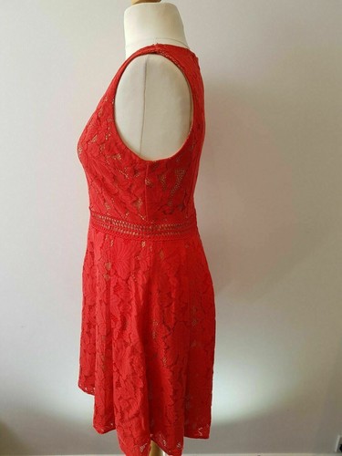 Vestido patinador para mujer rojo Oasis Plunge cuello en V Reino Unido 12 - Imagen 5 de 12