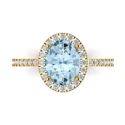 2.27 cttw Round Cut Sky Blue Topaz Solitaire with Accents Gold Ring for Women