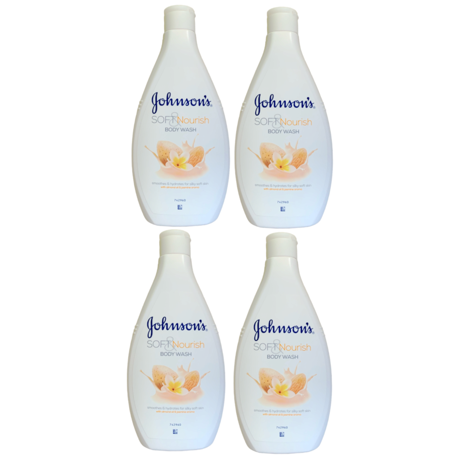 4x Johnson's Soft Nourish Body Wash Almond Oil & Jasmine Aroma 400ml 13