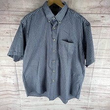 Arrow Wrinkle Free Collard Dress Shirt Men  s Sz XL Blue Checks Button Front