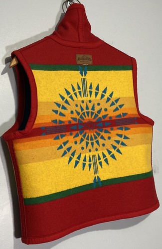 Vintage Pendleton Vest Jacket Medium Open Southwestern Bear Compass Rainbow Sun - Picture 4 of 24
