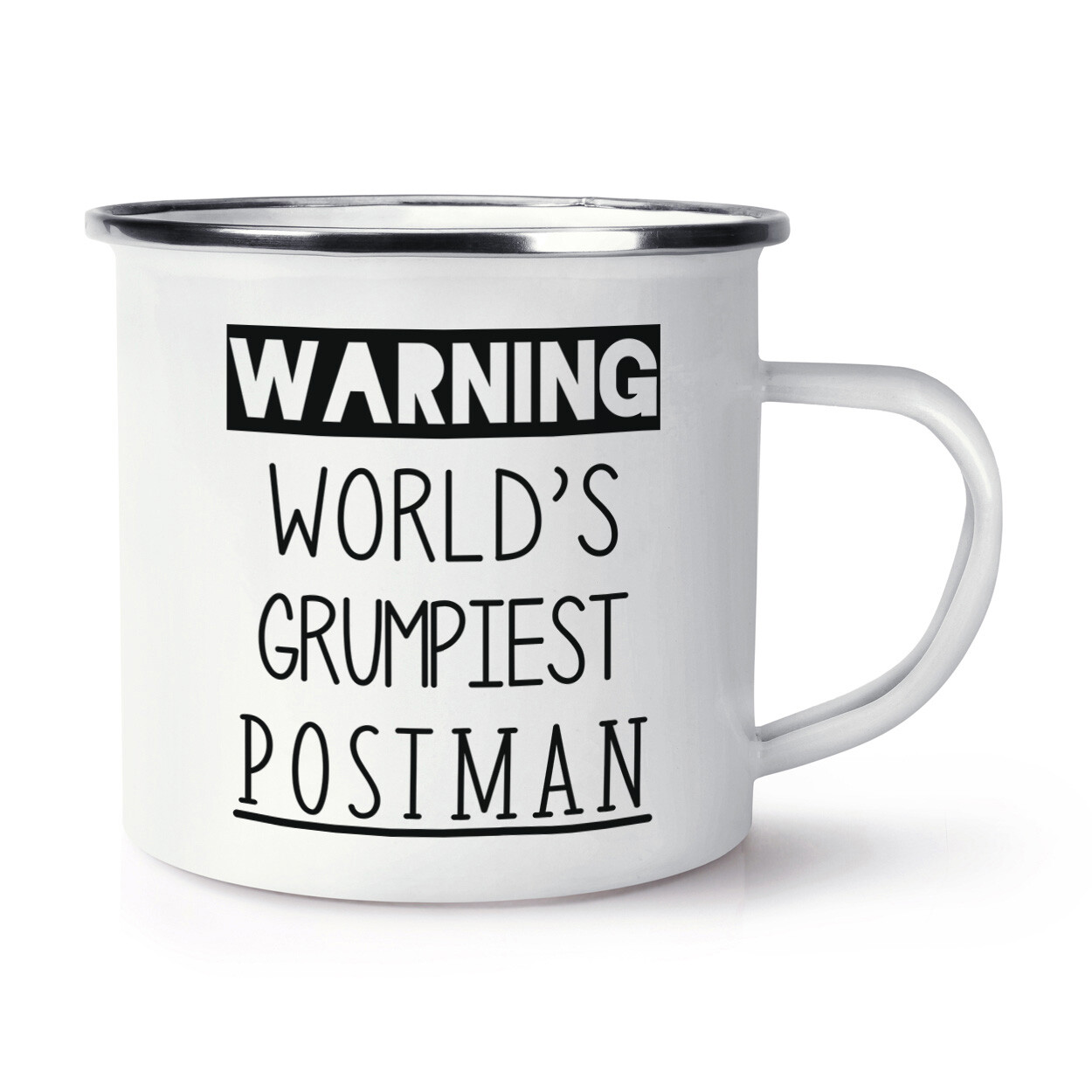 Warning World's Grumpiest Postman Enamel Mug Cup Grumpy Awesome Best Funny