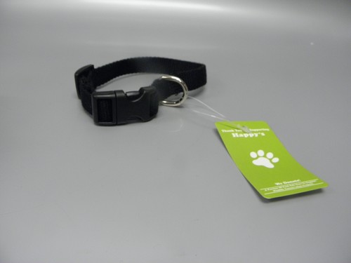 HAPPY'S ORGANIC ECO-SAFE BAMBOO DOG COLLAR BLACK SMALL 10.5 TO 16"L 3/4" W NEW - Picture 3 of 3