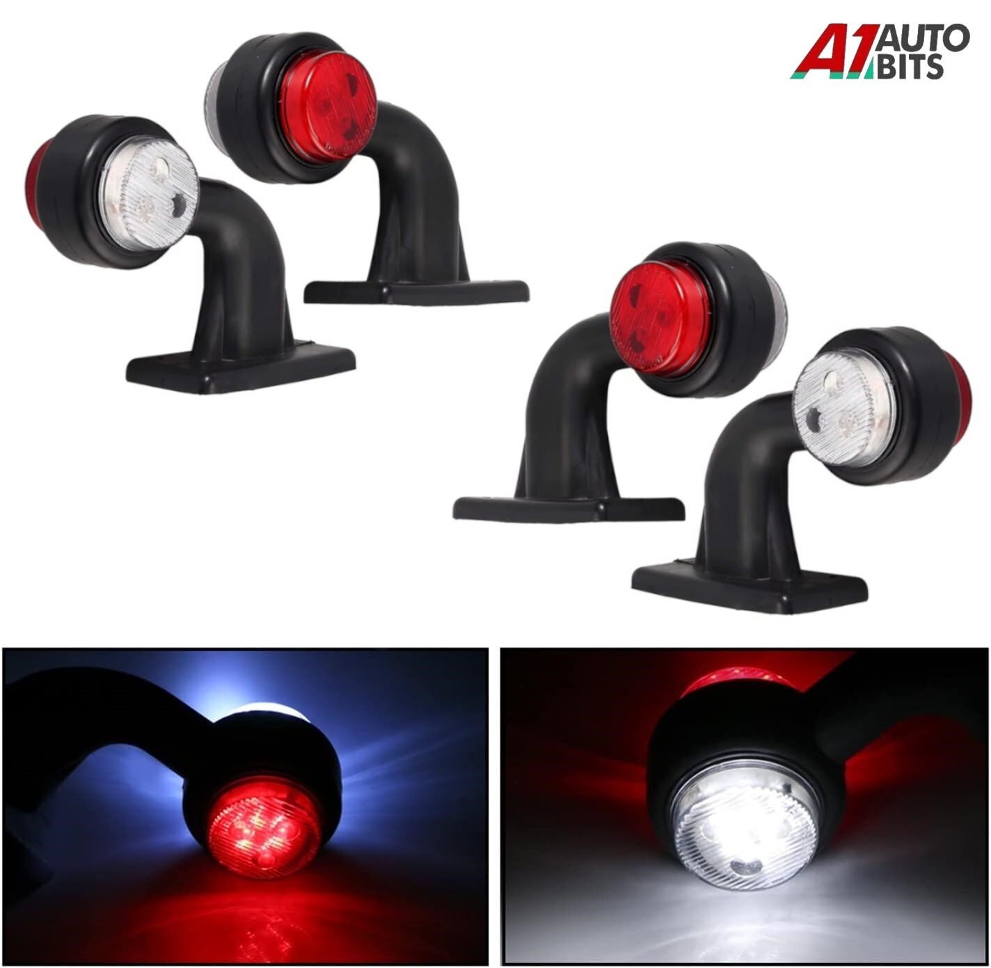 4X Led Side Marker Lights Stalk Elbow Outline Lamp Trailer Truck Van 12/24v