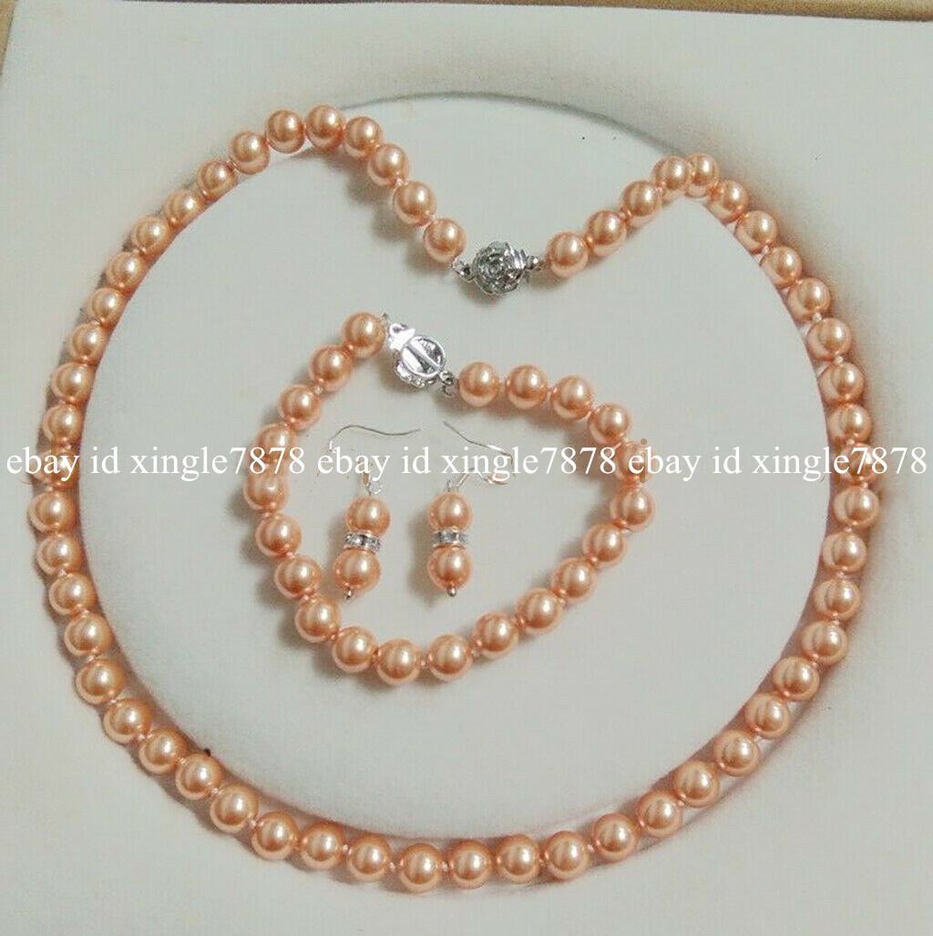Natural Multicolor Shell Pearl Beaded Necklace & Earring Set – 18" Strand – Round Shell Pearl – Charm Style