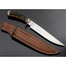 Custom Handmade D2 Steel Blade Stag Antler Bowie Knife - Hunting Knife Camping