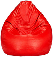 Bean Bag chair sofa Cover Round Faux Leather Size XXXL (Without Beans) Red