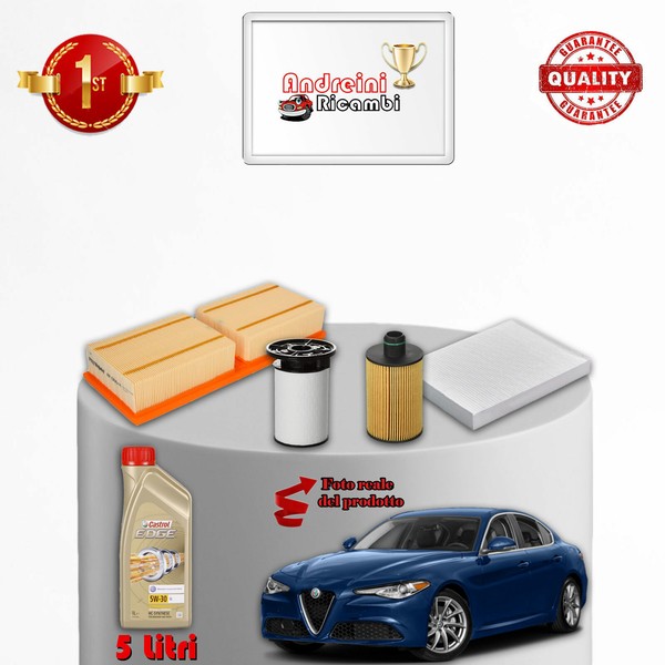 Set Service 4 Filter Und ÖL Alfa Romeo Giulia 2.2 Jtdm 16V 110KW 150CV 2016--image