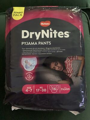 Huggies Dry Nites Pyjamahose Mädchen 4-7 Jahre Windeln Drynites Disney Frozen x16