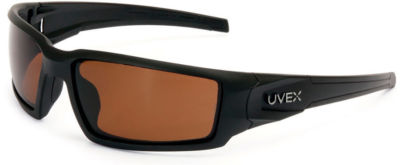 Uvex Hypershock Safety Glasses Black Frame Espresso Polarized Lens