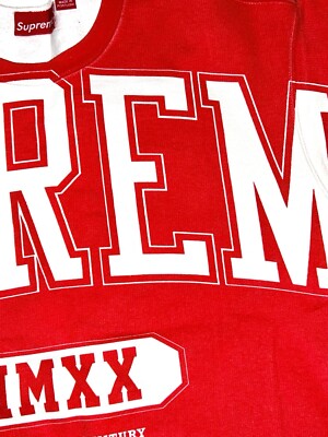 SUPREME Overprint Crewneck Sweatshirt 2020 Collection White Red