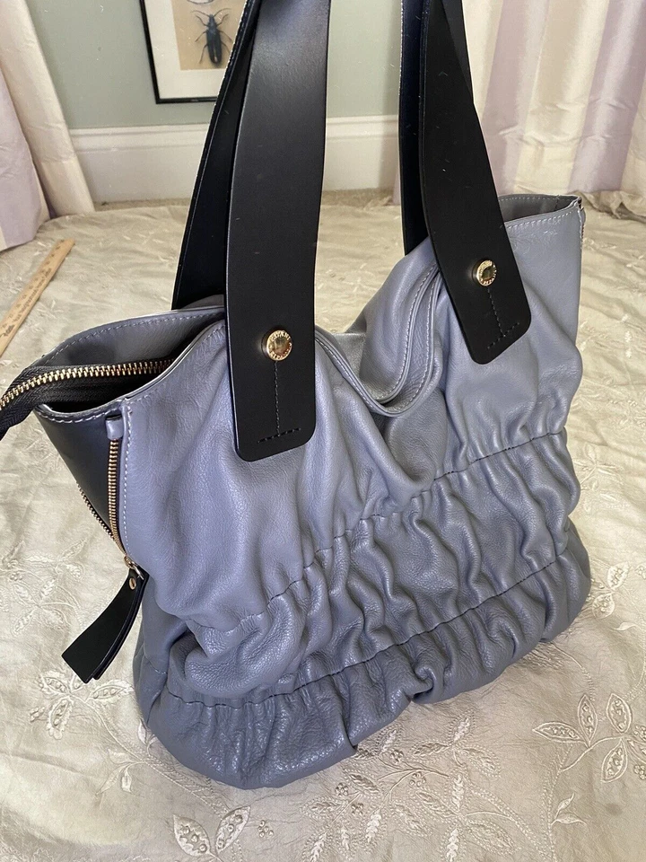 Ripani черный серый кожаный сумка с короткими ручками собранными в Рюш Италии серый сумочки наплечная сумка - Изображение 2 из 4