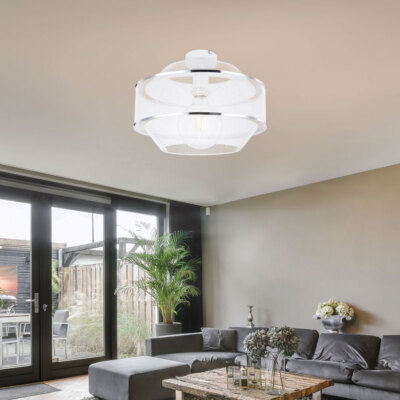 Deckenleuchte Deckenlampe Käfig Esszimmerleuchte weiß Chromring 1x E27 H 26 cm