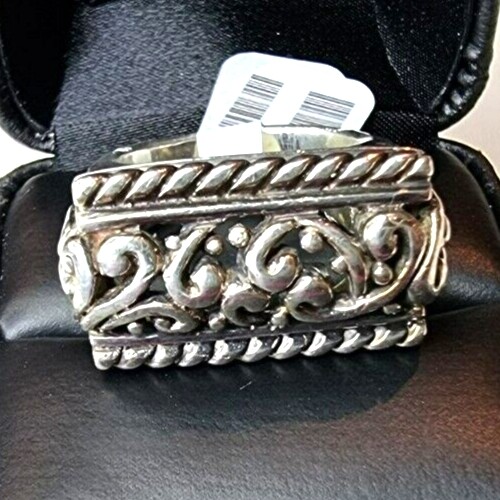 Rectangular Large Ornate 925 Sterling Silver Ring… - image 12