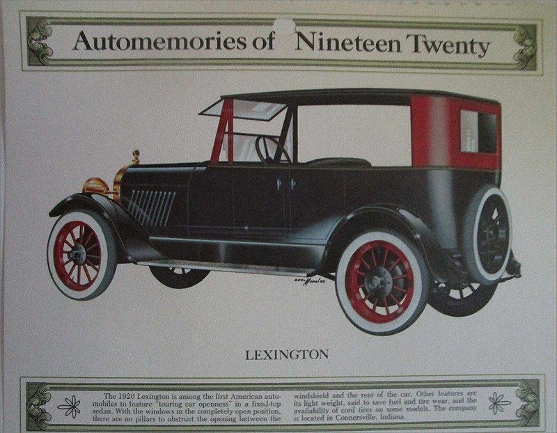 1920 Lexington Touring car calendar print (black, black top)