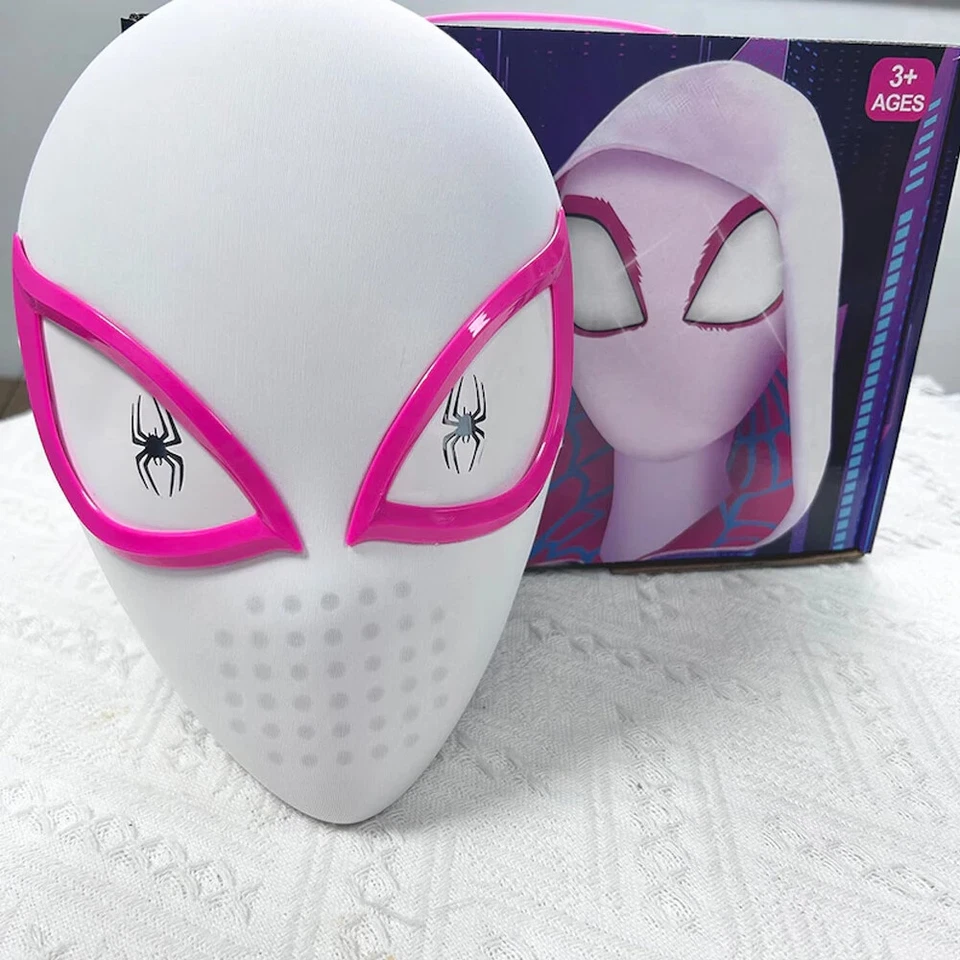 Gwen Spiderman Mask LED Light Eyes Gwen Stacy Wearable Halloween Cosplay Mask