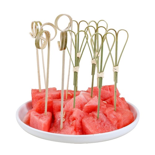 100pcs/bag Party Disposable Tableware Cocktail Knotted Bamboo Pick Fruit Skew Jf - Imagen 3 de 13