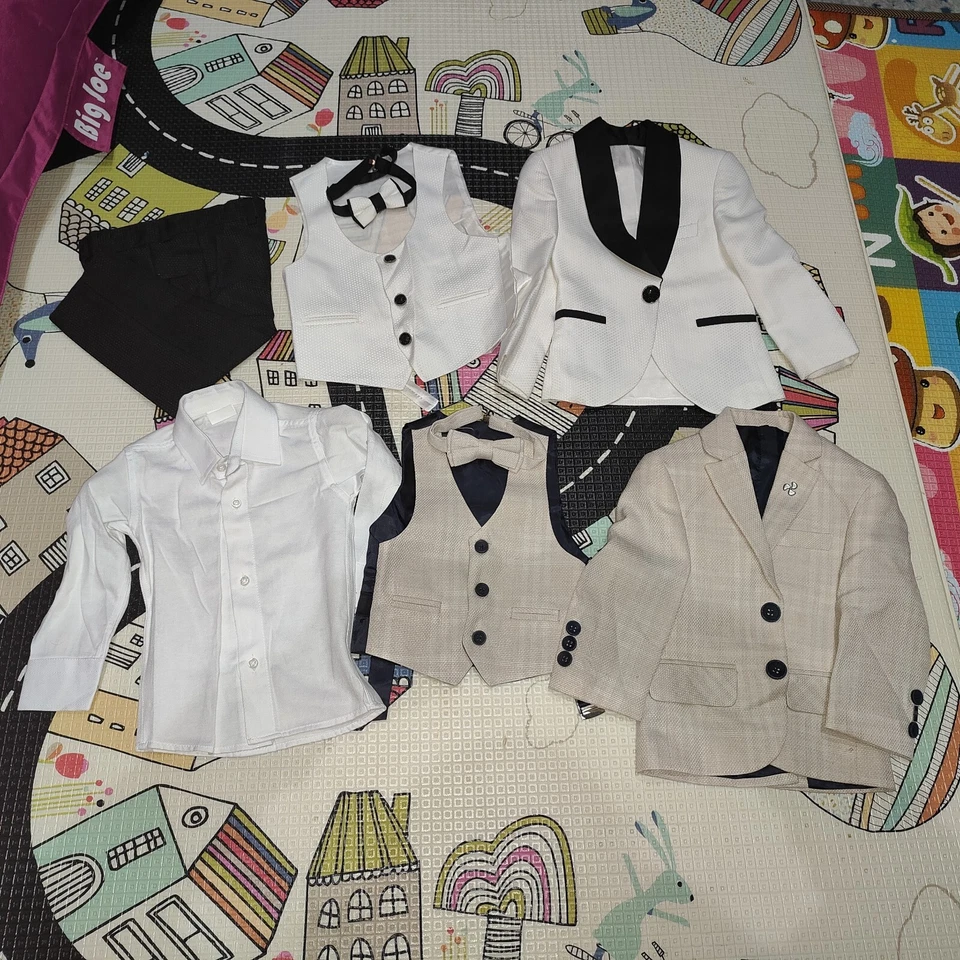 Minaga Boys 12-24M White/Black Tuxedo Suit sets Premium Turkish Fabric Designer - Image 2 of 4