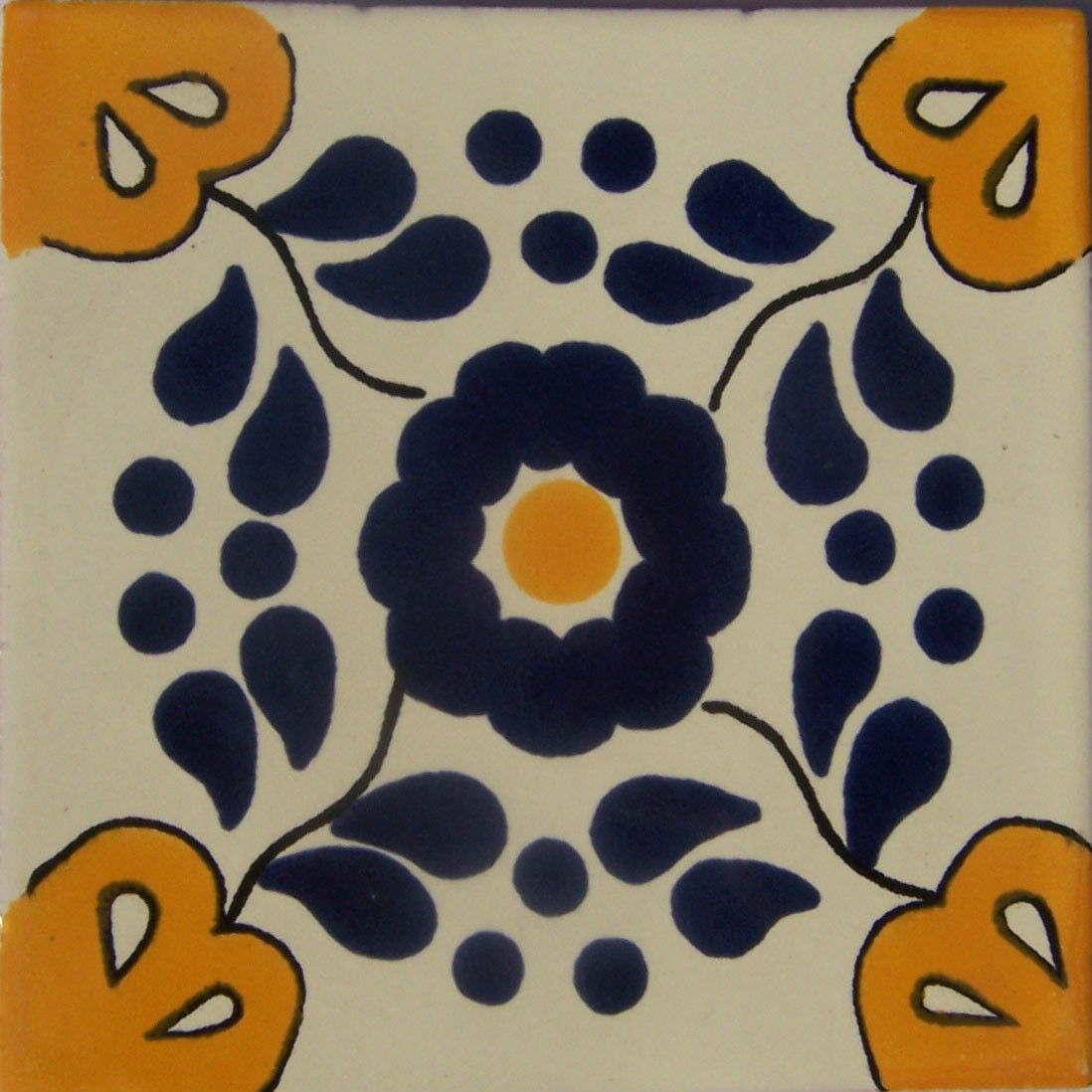 C051- Mexican Handmade Talavera Clay Tile Folk Art 4x4