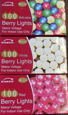 100 Red/White Berry Christmas Lights - Multi-Color Static Fairy Lights For Indoor Trees 2 thumbnail image