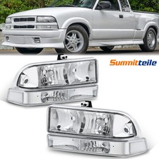 4pcs Clear Lens Headlights Bumper Lamps For 1998-2004 Chevy S10 Pickup Blazer