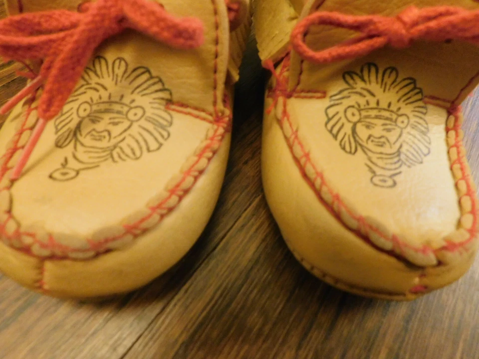 Мокасины для малышей 1960-е винтажные Indian Chief House 5 дюймов тапочки костюм пинетки 5 дюймов - Изображение 2 из 4