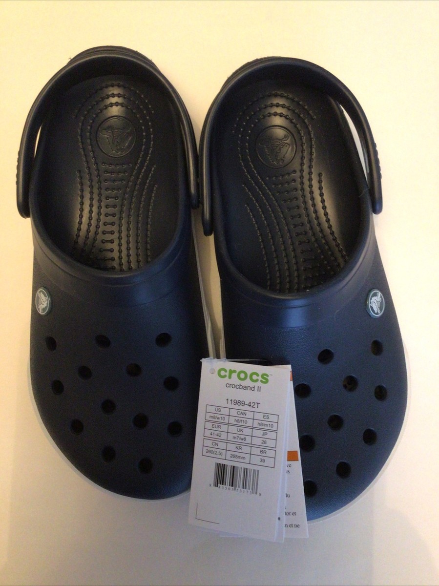 Crocs Casual Clogs Navy Water Resistant Unisex Men Sz 7 Women Sz 9. Crocs Unisex Navy Blue Solid Slip On Strap Waterproof Size  main image 2
