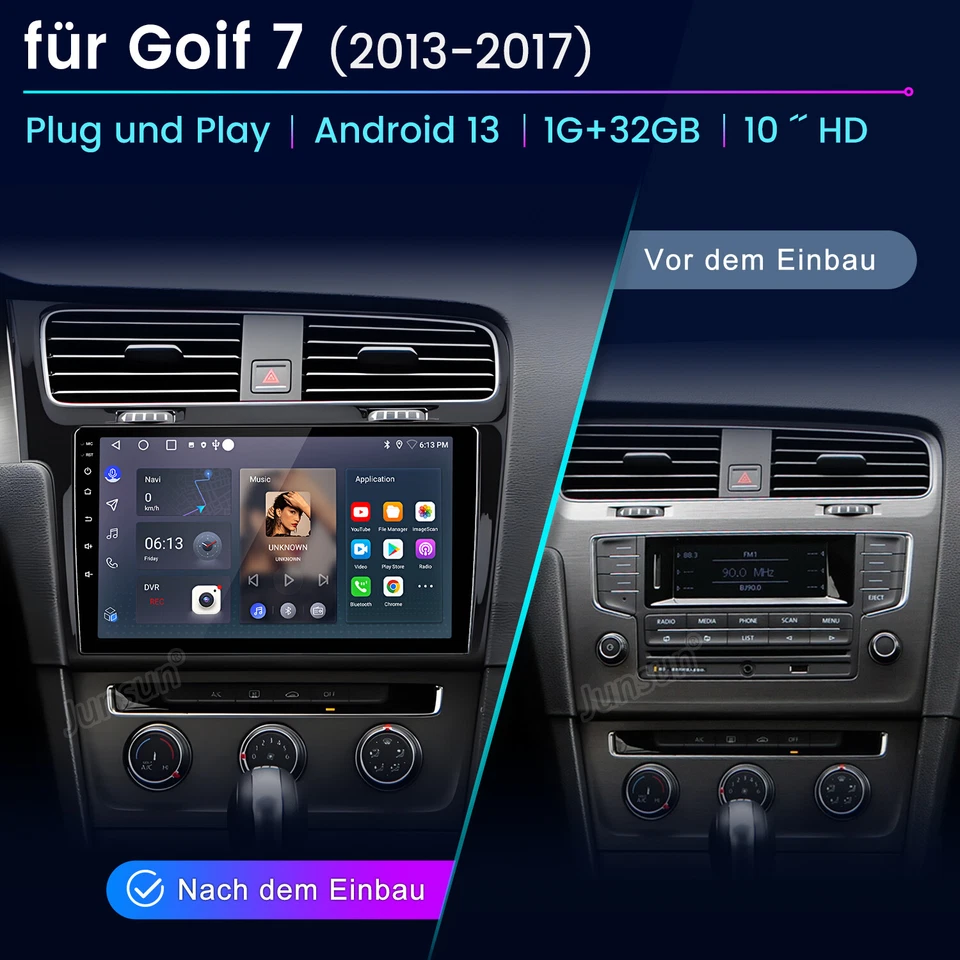 Für VW Golf VII 7 2013-2017 Carplay Android 13 Autoradio GPS NAVI SWC BT FM DAB+ - Bild 2 von 4