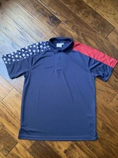 NEW Men’s Patriotic Polo, USA, Medium, Polyester, FLAG SHIRT