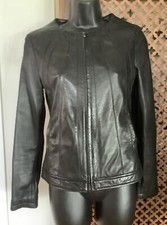Genuine Soft Black Fitted Leather Jacket, Panelled, Lined , Pockets, 8 Vgc