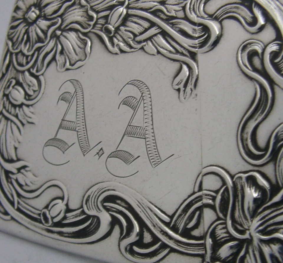 STUNNING AMERICAN STERLING SILVER ART NOUVEAU CARD CASE c1905 ANTIQUE - Image 4 of 4