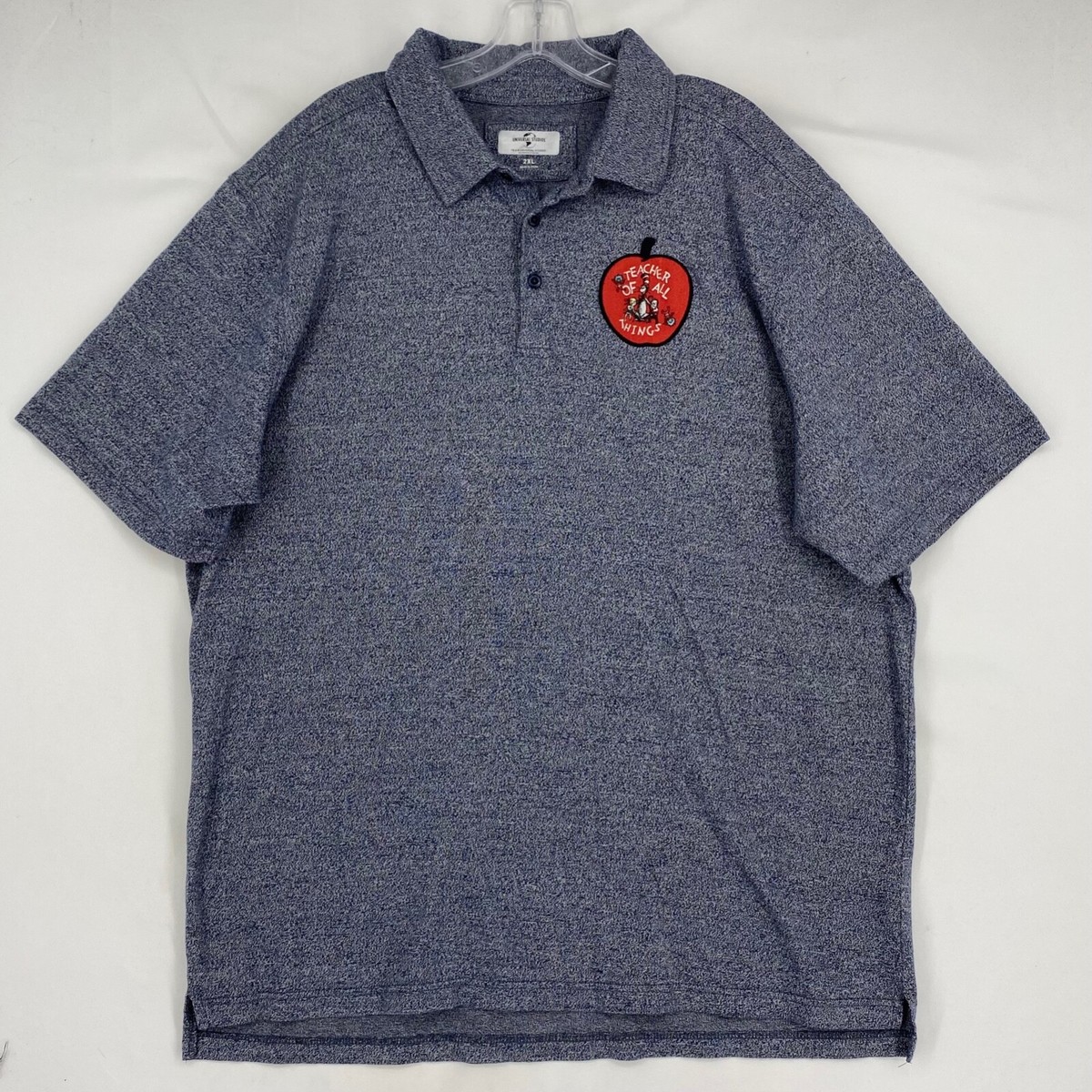 Universal Studios Mens 2XL Polo Shirt Blue Cat in the Hat Teacher of All  Things