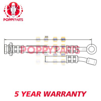 Fits Suzuki Jimny 1998- 1.3 1.5 DDiS Brake Hose Front Right Poppy