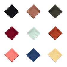 Men's Solid Soft Cotton Handkerchief Sewn Edge Pocket Square Checks Grids Hanky